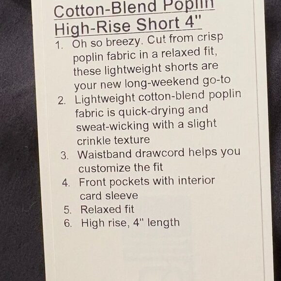 Cotton Blend Poplin High Rise Short 4" Black NWT Size L - Picture 3 of 3